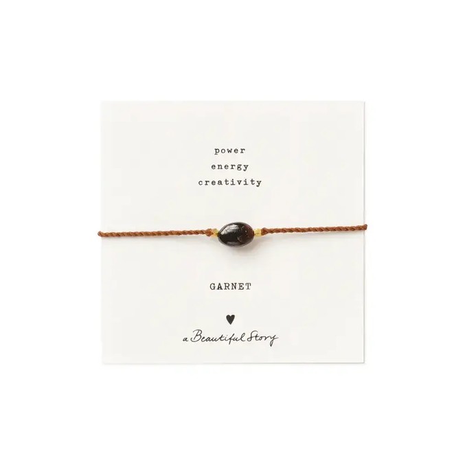 A Beautiful Story Gemstone Card Garnet Gold Bracelet from UP TO DO GOOD