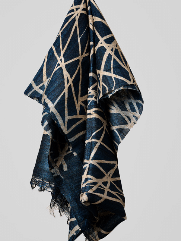 Tussar Silk Scarf Navy from Urban Medley