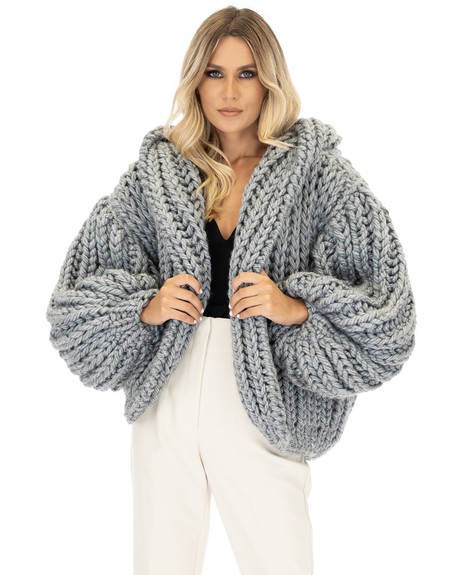 Hooded Chunky Cardigan - Grey from Urbankissed