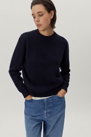 The Woolen Ribbed Sweater - Blue Navy from Urbankissed