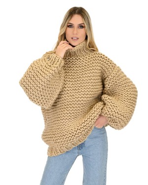 Turtle Neck Sweater - Beige from Urbankissed