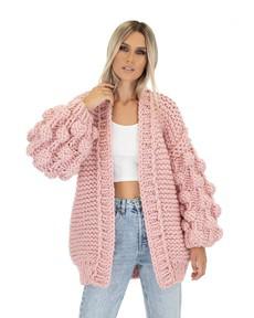 Bubble Sleeve Cardigan - Pink via Urbankissed