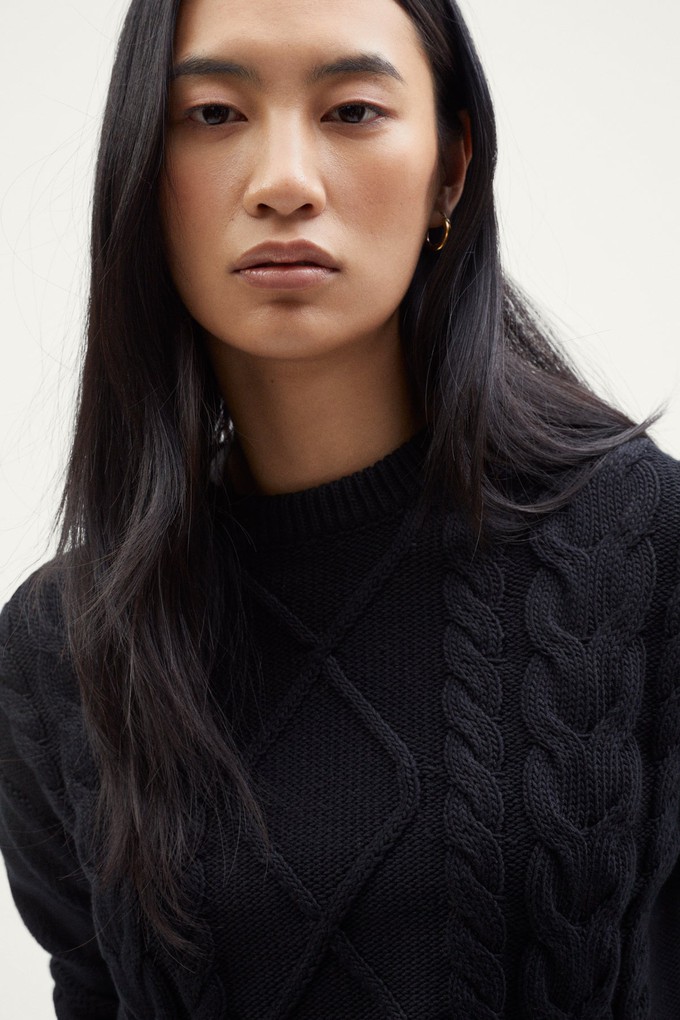 The Organic Cotton Aran Tricot Sweater - Black from Urbankissed