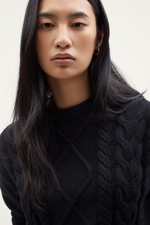 The Organic Cotton Aran Tricot Sweater - Black from Urbankissed