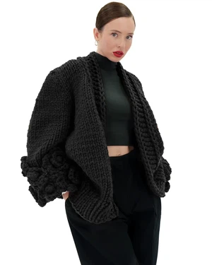 Floral Sleeves Cardigan - Dark Grey from Urbankissed