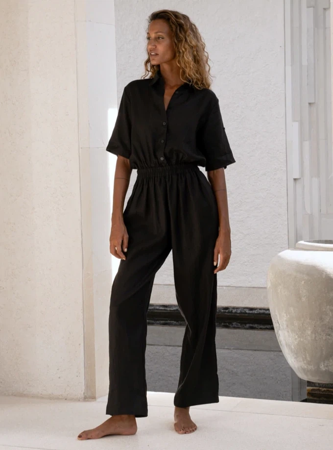 Linen Jumpsuit - Black from Urbankissed