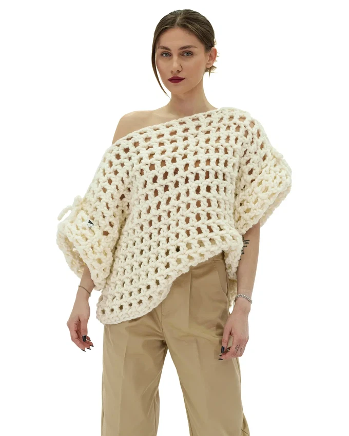 Bow Sleeve Sweater - Creme from Urbankissed