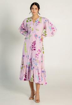 Floral Dress - Puffed Sleeve in Pink via Urbankissed