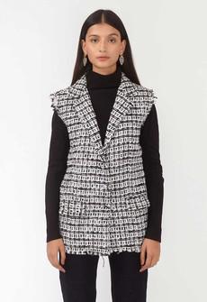 Black & White Handwoven Sleeveless Jacket Vest via Urbankissed
