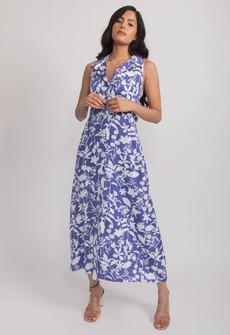 Floral Maxi Dress Collar Neck - Blue van Urbankissed