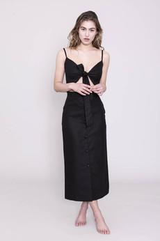 The Annie - Linen Crop Top - Black via Urbankissed