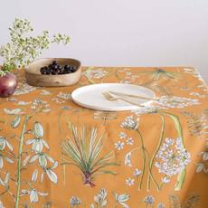 Floral Tablecloth Cotton - Greenery On Mustard van Urbankissed