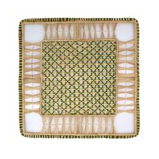 Natural Woven Straw Green Olive Square Placemats van Urbankissed