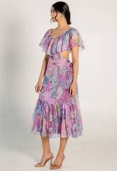 Floral Dress - Cut-Out Waist Detail in Lilac via Urbankissed