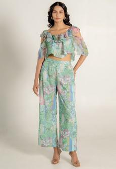 Floral Set - Ruffle Top & Wide Leg Pants via Urbankissed