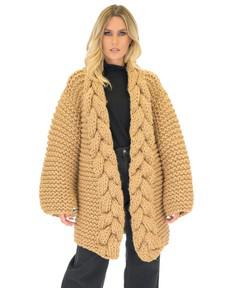 Cable Knitted Coat - Camel via Urbankissed