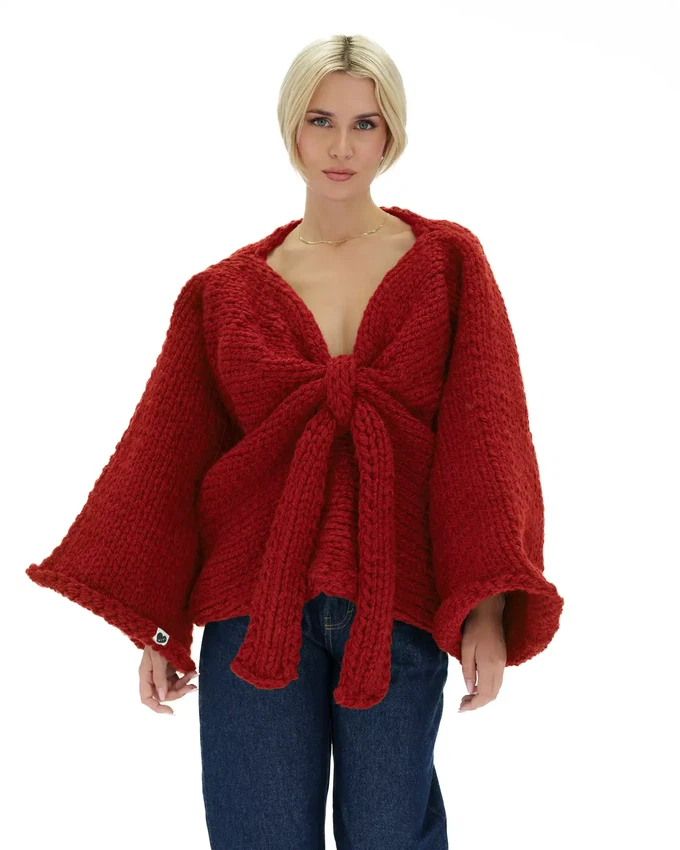 Chunky Bow Sweater - Red from Urbankissed