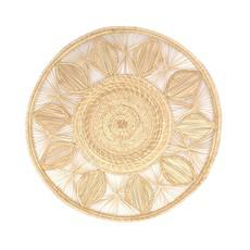 Natural Straw Neutral Leaves Round Placemats van Urbankissed