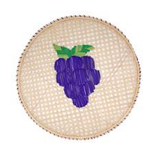Natural Straw Woven Purple Grapes Fruits Round Placemats van Urbankissed