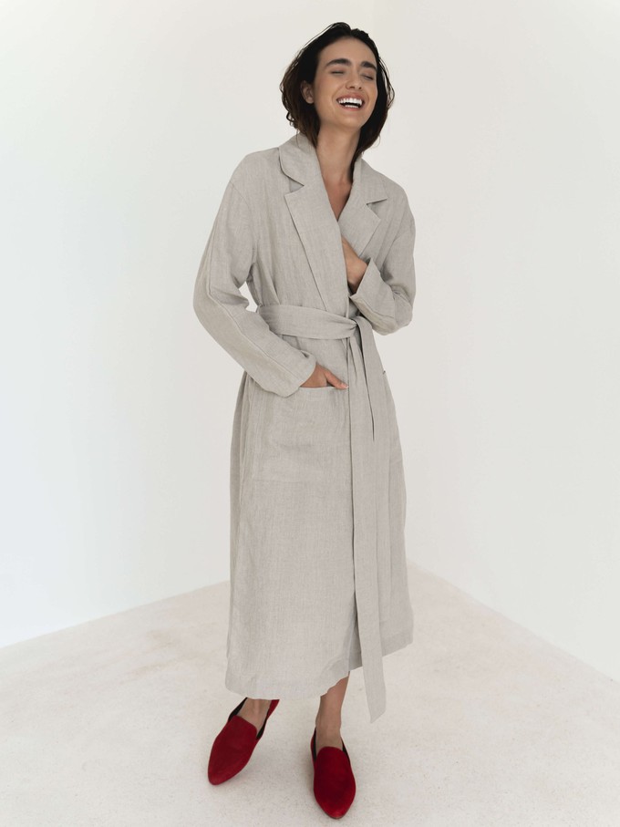 Relaxed-fit Linen Trench Coat in Brown from Urbankissed