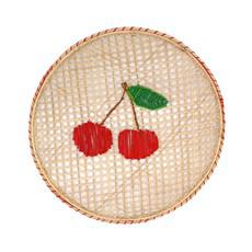Natural Straw Woven Red Cherry Fruits Round Placemats van Urbankissed