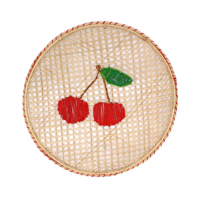 Round Placemats Natural Straw Woven Fruit Cherry (Set x 4) from Urbankissed