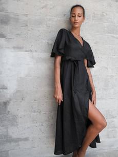 Dhalia Linen Dress in Black van Urbankissed