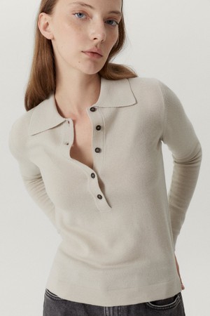 The Merino Wool Knit Polo - Pearl from Urbankissed