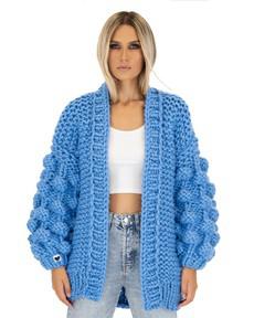 Bubble Sleeve Cardigan - Blue via Urbankissed