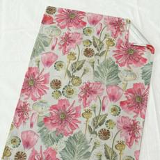 Floral Tea Towel Cotton - Pink Poppies van Urbankissed