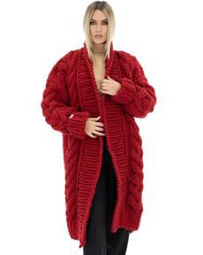 Long Cable Coat - Red van Urbankissed