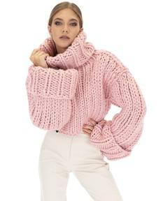 Crop Turtle Neck Jumper - Pink via Urbankissed