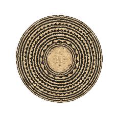 Woven Natural Straw Black Round Placemats van Urbankissed
