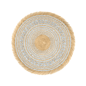Round Placemats Natural Straw Woven Blue & Fringe (Set x 4) from Urbankissed