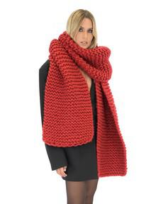 Straight Ribbed Chunky Scarf - Red van Urbankissed