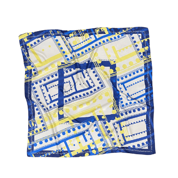 Silk Scarf - Blue & Yellow - Parthenon from Urbankissed