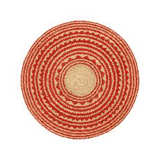 Woven Natural Straw Red Round Placemats van Urbankissed