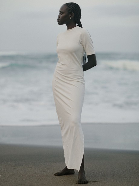 Elbow Sleeve Dress in Ivory from Urbankissed