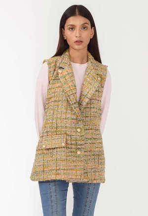 Handwoven Sleeveless Jacket Vest - Green from Urbankissed