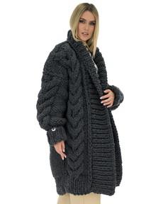 Long Cable Coat - Dark Grey van Urbankissed