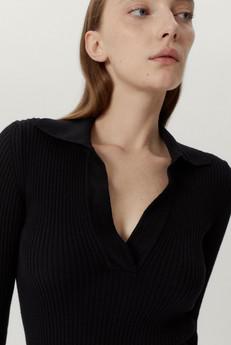 The Merino Wool Ribbed Polo - Black via Urbankissed