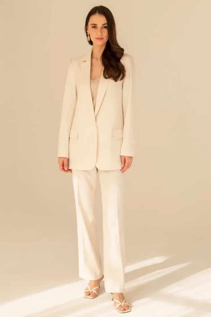 Classic Loose Fit Creme Blazer from Urbankissed