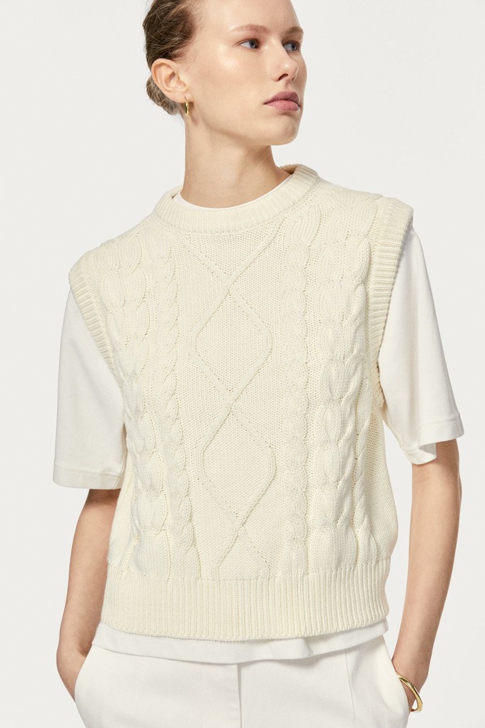 The Organic Cotton Aran Tricot Vest - Milk White from Urbankissed