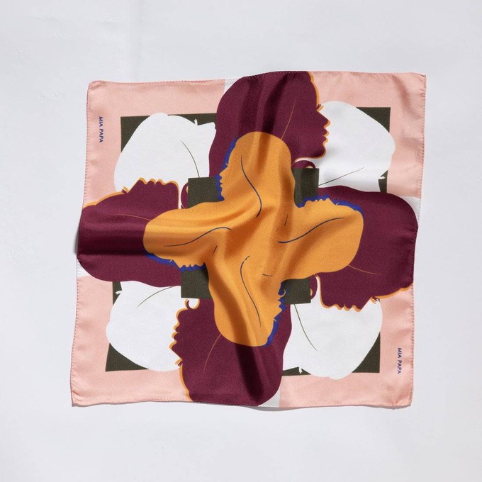 Silk Scarf - Wine Red, Pink & Orange from Urbankissed