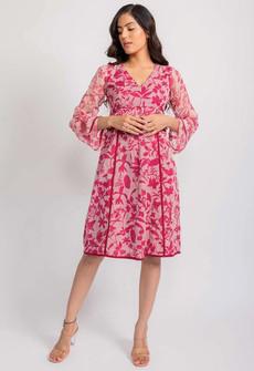 Sheer Floral Midi Dress - Pink van Urbankissed