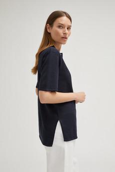 The Linen Cotton Short Sleeve Shirt - Blue Navy van Urbankissed