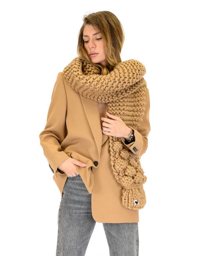 Bubble Ribbed Chunky Scarf - Camel from Urbankissed