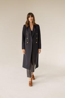 Trench With Gold Buttons Navy Blue via Urbankissed