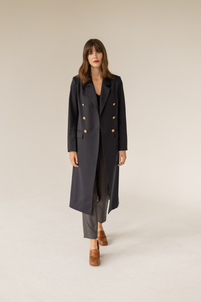Trench With Gold Buttons Navy Blue from Urbankissed