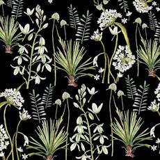 Floral Tablecloth Cotton - Greenery On Black van Urbankissed